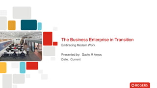 1
The Business Enterprise in Transition
Embracing Modern Work
Presented by: Gavin M Amos
Date: Current
 
