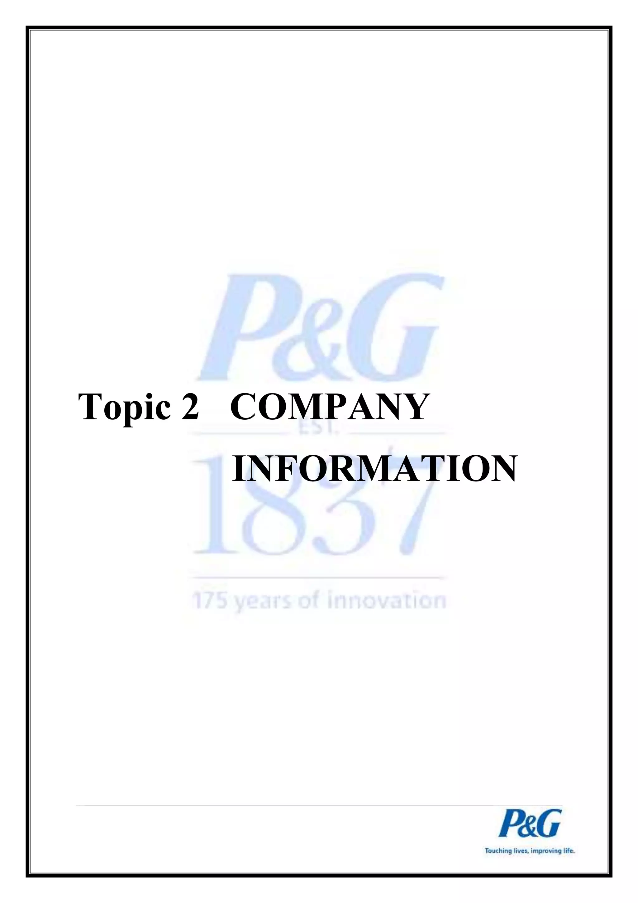 Topic 2 COMPANY 
INFORMATION 
 