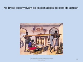 No Brasil desenvolvem-se as plantações de cana-de-açúcar;

O Império Português e a concorrência
internacional

26

 