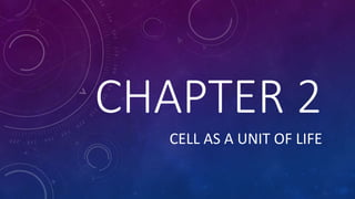 CHAPTER 2
CELL AS A UNIT OF LIFE
 