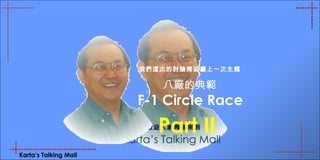 我們這次的討論將延續上一次主題 八廠的典範 F-1 Circle Race Part II Karta’s Talking Mall 歡迎大家再度來到 