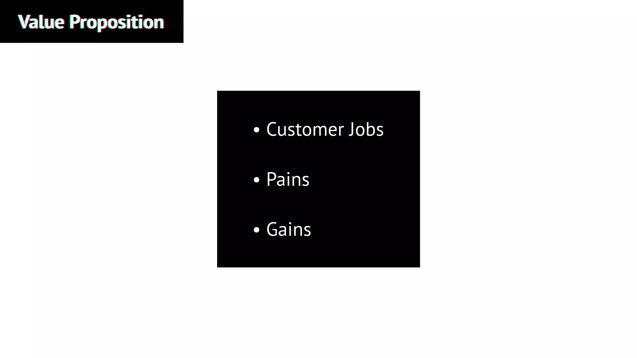 Value PropositionValue PropositionValue Proposition
• Customer Jobs
• Pains
• Gains
 