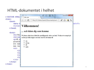 HTML-dokumentet i helhet
15
 