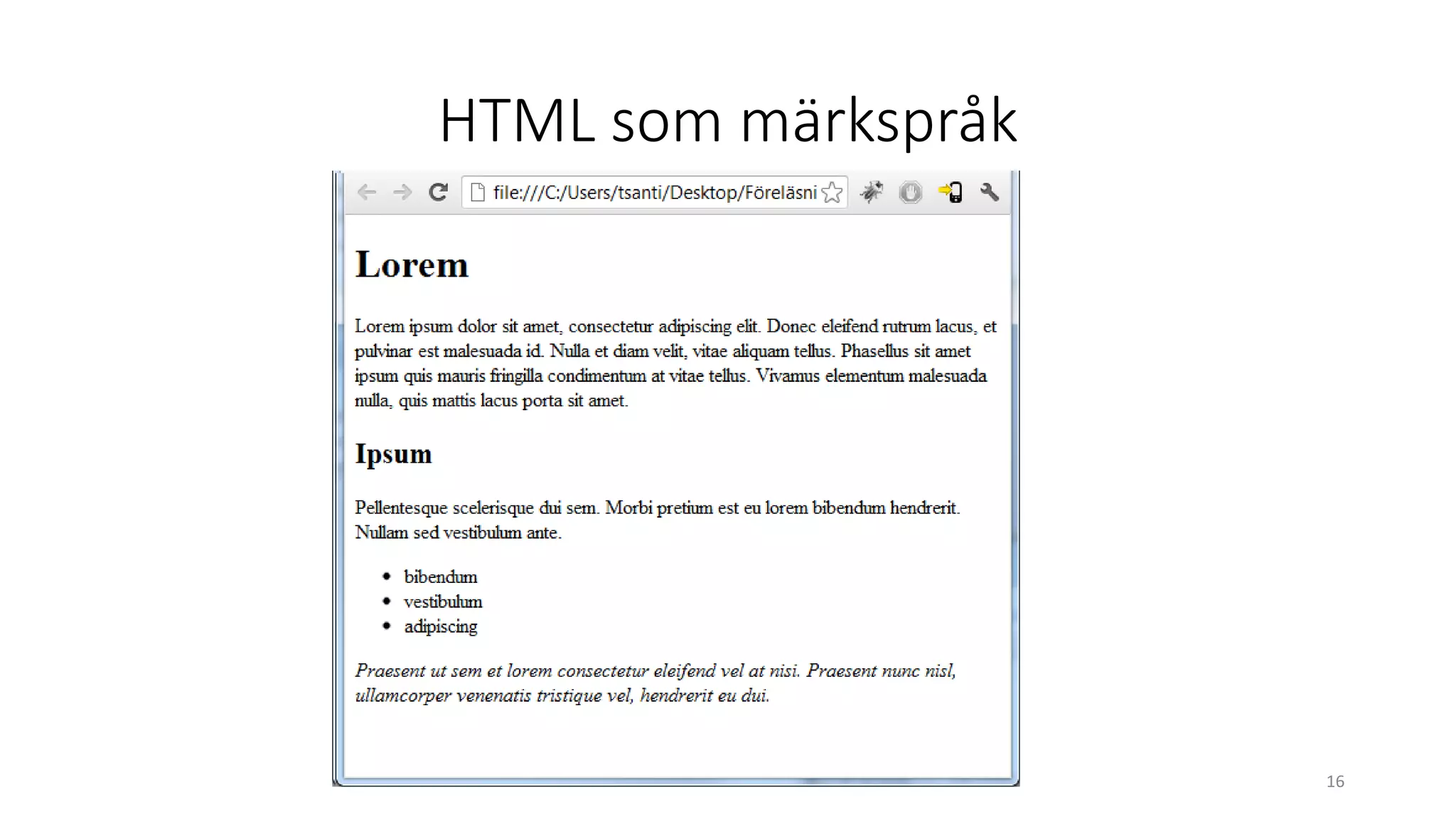 HTML som märkspråk
16
 