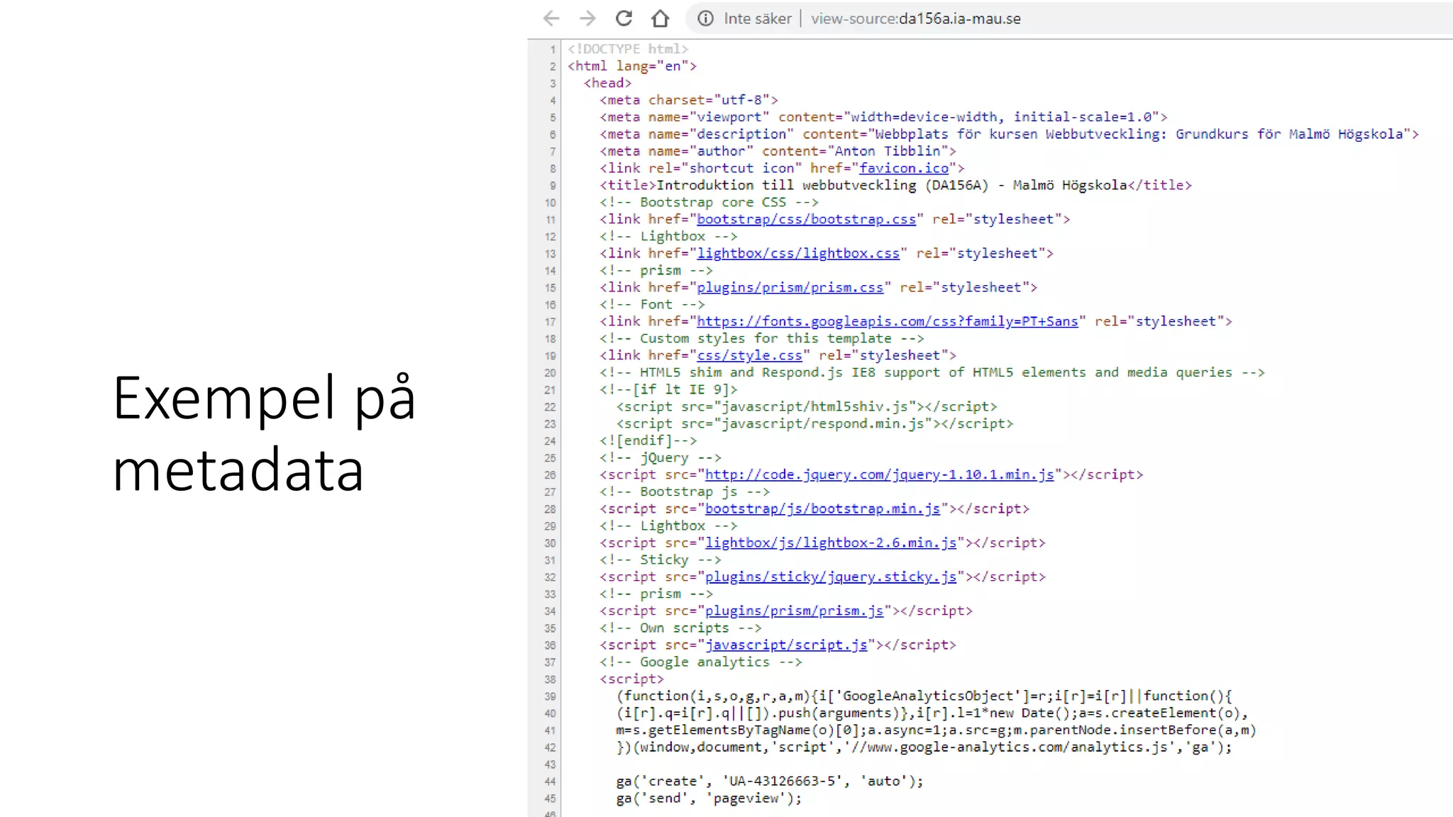 Exempel på
metadata
38
 
