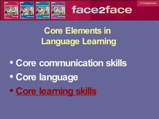 Core Elements in  Language Learning Core communication skills Core language Core learning skills 