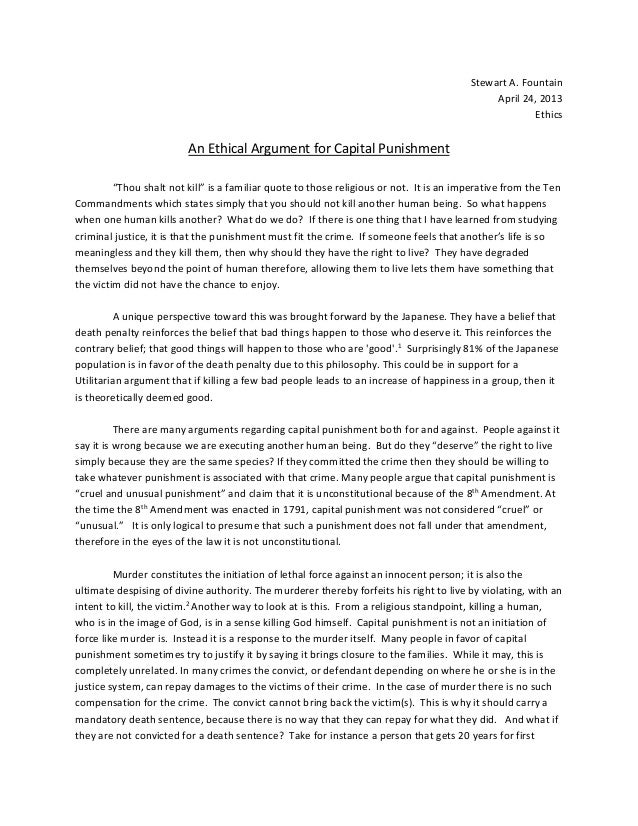 An Ethical Argument for Capital Punishment