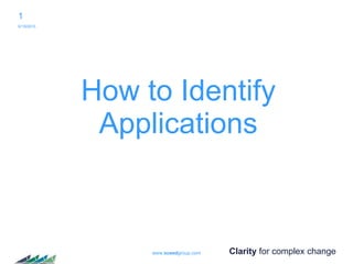 Clarity for complex changewww.xceedgroup.com
6/19/2015
1
How to Identify
Applications
 