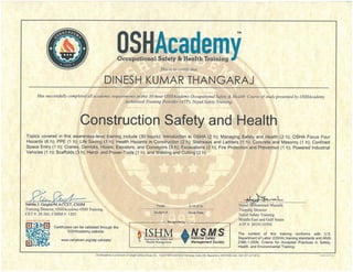 OSHA Certificate