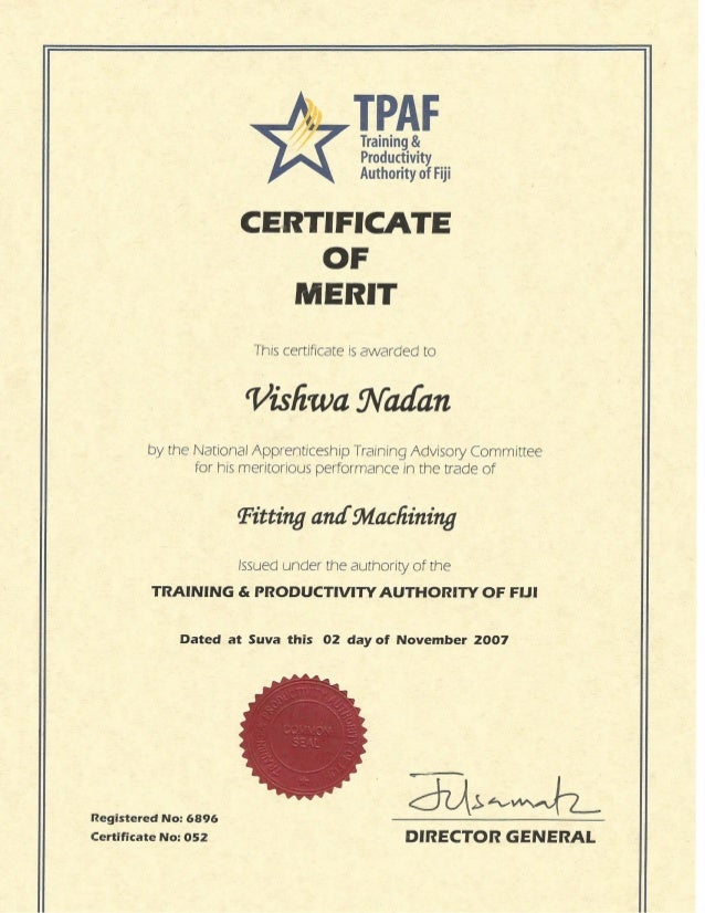 merit certificate