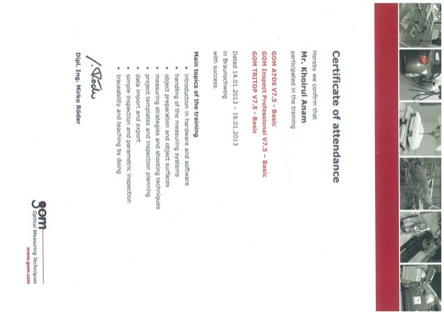 Certificate Of Gom Germany 1