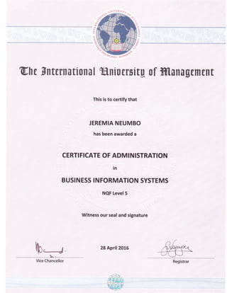 Certificate in Business Information Systems