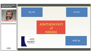 Mr Nanda Mohan Shenoy
CDPSE, CISA ,CAIIB
<14>
धािु पाठ: गि पाठ:
उिादद सूत्र
 