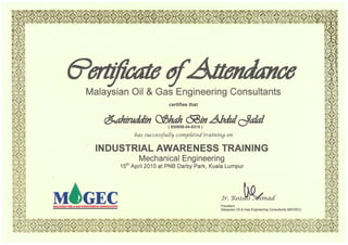 Course-Industrial Training MOGEC