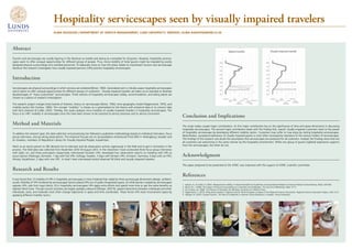 Abstract
Tourism and servicescape are usually figuring in the literature as mobile and seeing as a template for all guests. However, hospitality services-
capes seem to offer unequal opportunities for different group of people. Thus, micro-mobility of hotel guests might be impeded by poorly
designed physical surroundings and unskilled personnel. To elaborate more on how this thesis relates to mainstream tourism and servicescape
literature this research investigates how visually impaired persons (VIPs) practice hospitality servicescapes.
Introduction
Servicescapes are physical surroundings in which services are rendered (Bitner, 1992). Generalized aim is critically assess hospitality servicescapes
which seems to offer unequal opportunities for different groups of customers. Visually impaired travelers are taken as an example to illustrate
disadvantages of “mass-customized” servicescapes. Three stations of hospitality servicescapes (lobby, accommodation, and eating place) are
chosen as a places of research investigation.
The research project merges three brands of theories: theory on servicescape (Bitner, 1992), time-geography model (Hägerstrand, 1970), and
mobility tactics (De Certeau, 1984). The concept “mobility” is chosen as a systematized to link theory with empirical data or to connect idea
with facts (Adcock & Collier, 2001). Thereby, this study analyses micro-mobility of visually impaired travelers in hospitality servicescapes. The
focus is on VIPs’ mobility in servicescapes since this have been shown to be essential to service provision and to service consumers.
Method and Materials
To address the research goal, the data collection and processing has followed a qualitative methodology based on individual interviews, focus
group interviews, and go-along observations. The empirical focuses are on Synskadadens riksforbund Fritid (SRF) in Helsingborg, Sweden and
on travelers, members of Republican Library for Visually Impaired People, Kazakhstan.
Work as an escort person to SRF allowed me to interview and do observation activity ingeniously in the field and to get in formation in the
process. The field data was collected from November 2010 till August 2013. In the meantime I have conducted three focus group interviews
with eight, six, and three participants respectively, interviewed fourteen VIPs, developed four observation reports on traveling with VIPs as
escort person (Helsingor, Denmark, 1 day with five VIPs; Solhaga, Sweden, 3 days with thirteen VIPs; Schwerin, Germany, 4 days with six VIPs;
Almaty, Kazakhstan, 2 days with one VIP). In total I have interviewed or/and observed 56 blind and visually impaired travelers.
Research and Results
It was found that: (1) mobility of VIPs in hospitality servicescapes is more hindered than aided by three servicescape dimensions (design, ambient,
social). Mobility of VIPs hindered by servicescapes factors placed VIPs out of public (hospitality) space; (2) while barriers created by servicescapes
oppress VIPs, aids form loyal clients; (3) in hospitality servicescapes VIPs apply extra efforts and spend more time to get the same benefits as
sighted clients have. Though tourists activities are largely spatially unbound (Zillinger, 2007:9), spatial interactions between individuals and other
individuals, tools, and materials most often change trajectories in space and time coordinates. These forces VIPs resist inconvenient space by
applying different mobility tactics.
Hospitality servicescapes seen by visually impaired travelers
Alma Raissova | Department of Service Management, Lund University, Sweden | Alma.Raissova@ism.lu.se
Conclusion and Implications	
The study makes couple major contributions. Its first major contribution lies on the significance of time and space dimensions in discussing
hospitality servicescapes. The second major contribution deals with the finding that, overall, visually impaired customers resist to the power
of hospitality servicescape by developing different mobility tactics. Customers may suffer or may enjoy by visiting hospitality servicescapes.
Nevertheless, acceptance behaviour of visually impaired guests is most often convoyed by resistance to the various hinders of servicescapes.
The findings of this research cast doubt the assumption that servicescapes are produced for all customers. Instead, the findings show that not
all customers are welcoming in the same manner by the hospitality environment. While one group of guests (sighted) experience supports
from the servicescapes, the other do not.
Acknowledgment	
This paper prepared to be presented at 5th ATMC was improved with the support of ATMC scientific committee.
References
1.	 Adcock, R., & Collier, D. (2001). Measurement Validity: A Shared Standard for Qualitative and Quantitative Research American Political Science Review, 95(3), 529-546.
2.	 Bitner, M. J. (1992). The Impact of Physical Surroundings on Customers and Employees. The Journal of Marketing, 56(2), 57-71.
3.	 De Certeau, M. (1984). The Practice of Everyday Life. Berkeley: University of California Press.
4.	 Hägerstrand, T. (1970). What about people in regional science? Ninth European Congress of the Regional Science Association. Regional Science Association Papers, 24(1), 6-21.
5.	 Zillinger, M. (2007). Guided Tourism - the Role of Guidbooks in German Tourist Behaviour in Sweden: Umea Universitet.
 