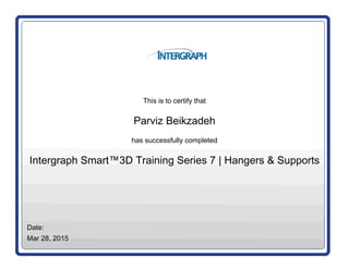 Intergraph Smart 3D Hanger & supports