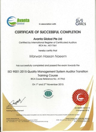Quality Managment System Certificate0001