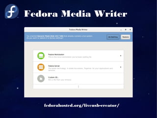 Fedora Media Writer
fedorahosted.org/liveusb-creator/
 