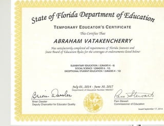 FLDOE Temp Certificate