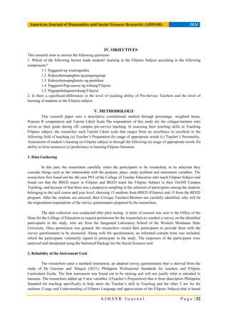 The Teaching Ability of Pre-Service Teachers in Filipino Subject | PDF
