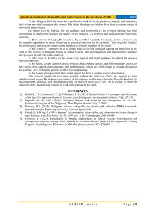 Disaster Risk Reduction Implementation And Extent Of Readiness Of