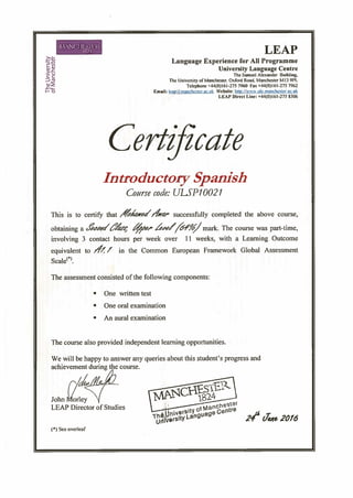 Spanish Certificate