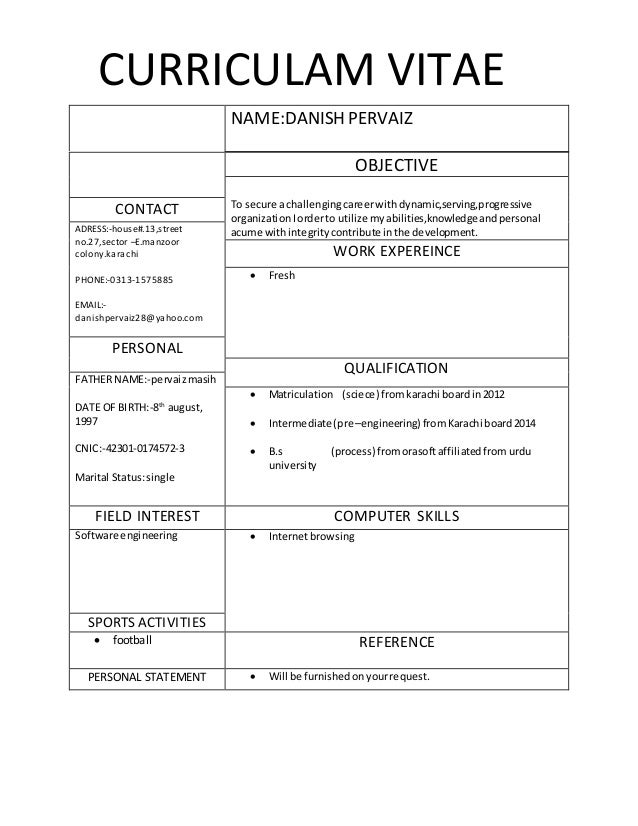 cv to copy