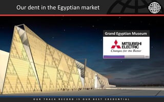 Grand Egyptian Museum
Our dent in the Egyptian market
O U R T R A C K R E C O R D I S O U R B E S T C R E D E N T I A L
 