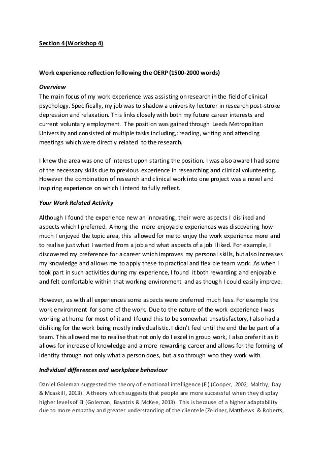 writing about your work experience