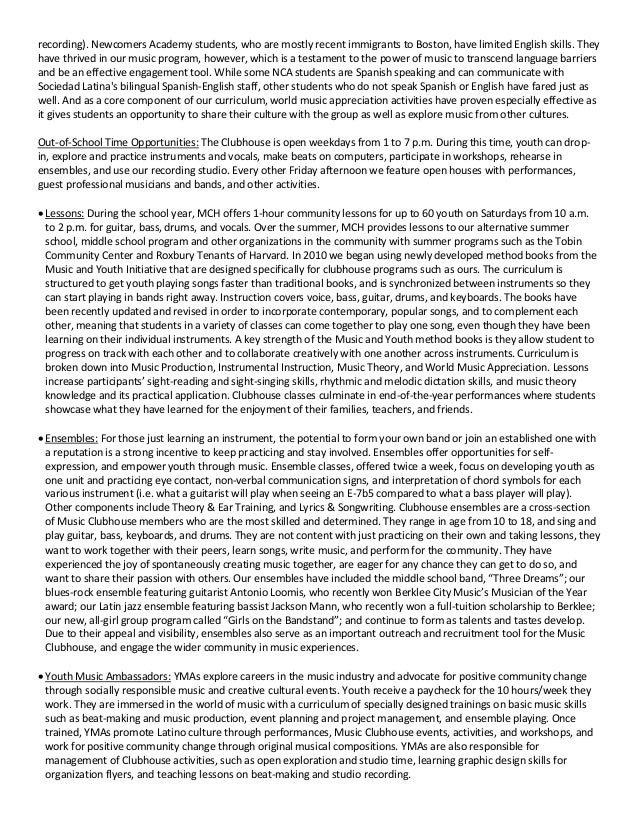 music grant proposal sample sociedad latina