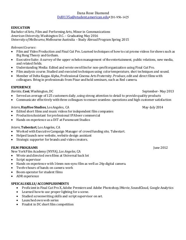 film production resume film production resume