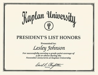 November 2009-President's List