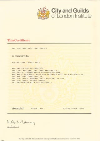 Electricians certificate (1994)