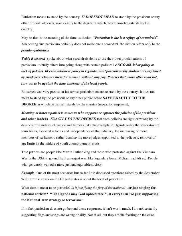 true patriotism essay Patriotism freedom sacrifice patriotism is defined by merriam webster’s dictionary as the act of patriotism freedom sacrifice essay that is true patriotism. true patriotism essay Patriotism freedom sacrifice patriotism is defined by merriam webster’s dictionary as the act of patriotism freedom sacrifice essay that is true patriotism.