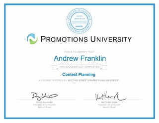 JANUARY 28, 2016
Andrew Franklin
Contest Planning
6648298
 