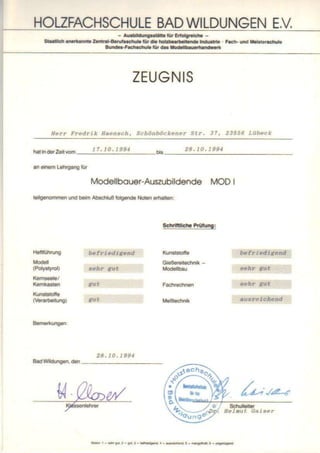 Modellbauer certificates I