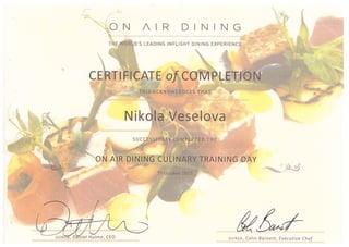 On Air Dining Certificate