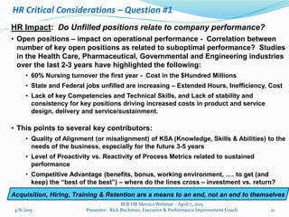 4/8/2015 21
HR Impact: Do Unfilled positions relate to company performance?
• Open positions – impact on operational perfo...