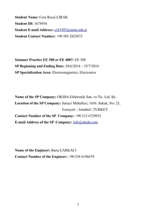 OKIDA Electronics Internship Report | PDF