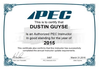 PEC Instructor Certificate 2015