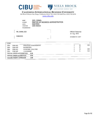 CALIFORNIA INTERNATIONAL BUSINESS UNIVERSITY
550 West B Street San Diego, California 92101 Tel: (619) 702-9400 Fax: (619) 702-9476
www.cibu.edu
Page 2 of 2
 