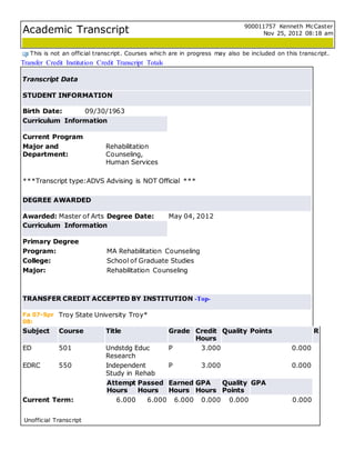 South Carolina State Academic Transcript (1) | DOCX