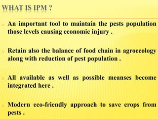 ROLE OF INTEGRATED PESTS MANAGEMENT IN RICE CULTIVATION | PPTX