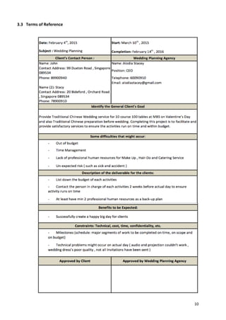 10
3.3 Terms of Reference
 