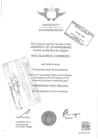 Bachelor's Degree in Economics and Econometrics