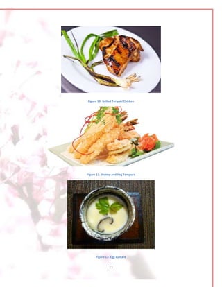 11
Figure 10: Grilled Teriyaki Chicken
Figure 11: Shrimp and Veg Tempura
Figure 12: Egg Custard
 