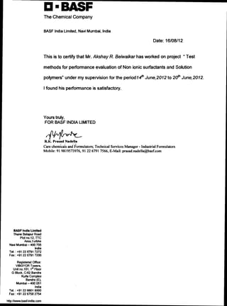 BASF Certificate
