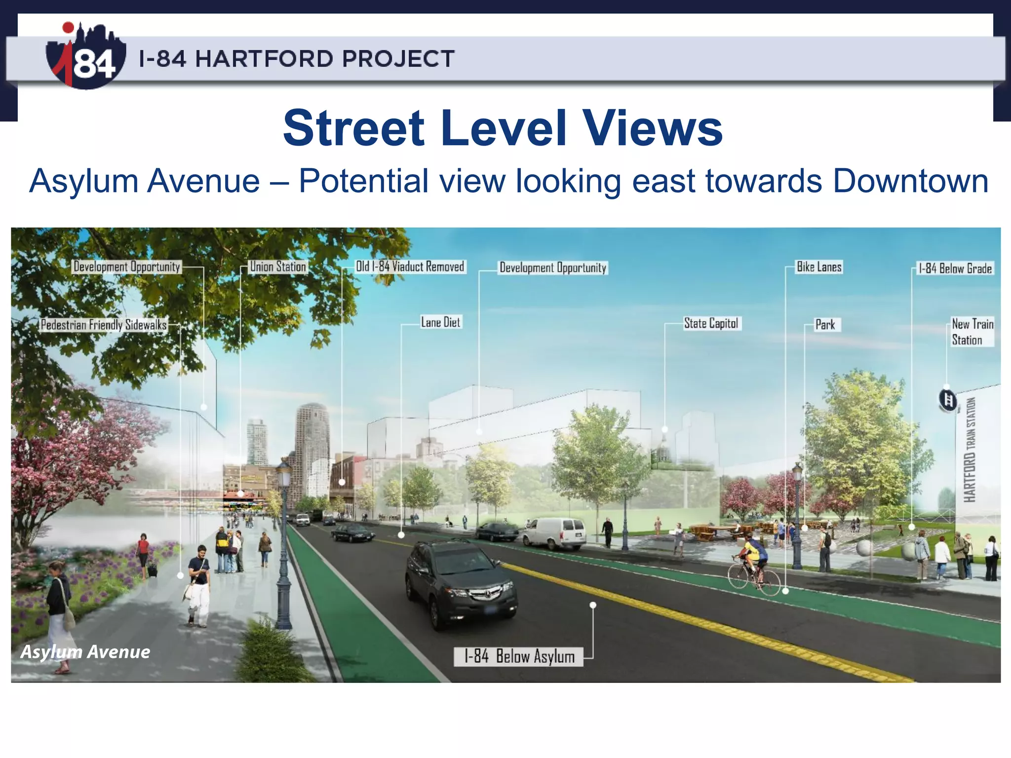 Street Level Views
Asylum Avenue – Potential view looking east towards Downtown
 