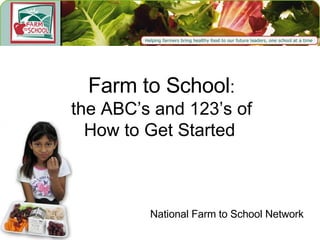 Farm to School :  the ABC’s and 123’s of  How to Get Started National Farm to School Network 