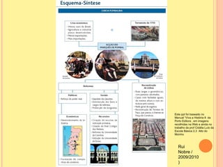 Este ppt foi baseado no Manual “Viva a História 8  da Porto Editora , em imagens recolhidas na Web e ainda no trabalho da prof Cidália Luís da Escola Básica 2,3  Alto do Moinho Rui Nobre /2009/2010) 